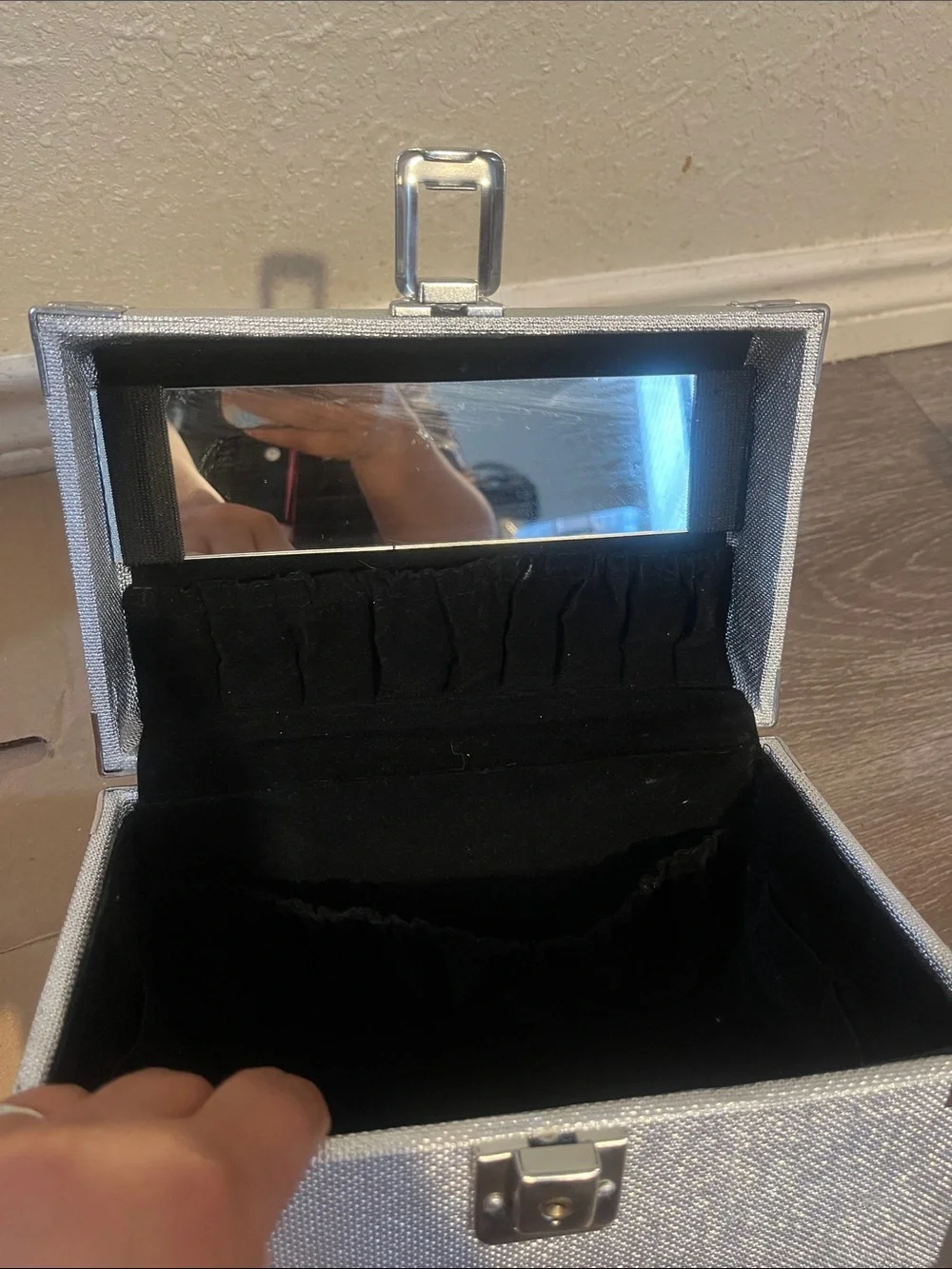 Silver Portable Storage Case with Handle